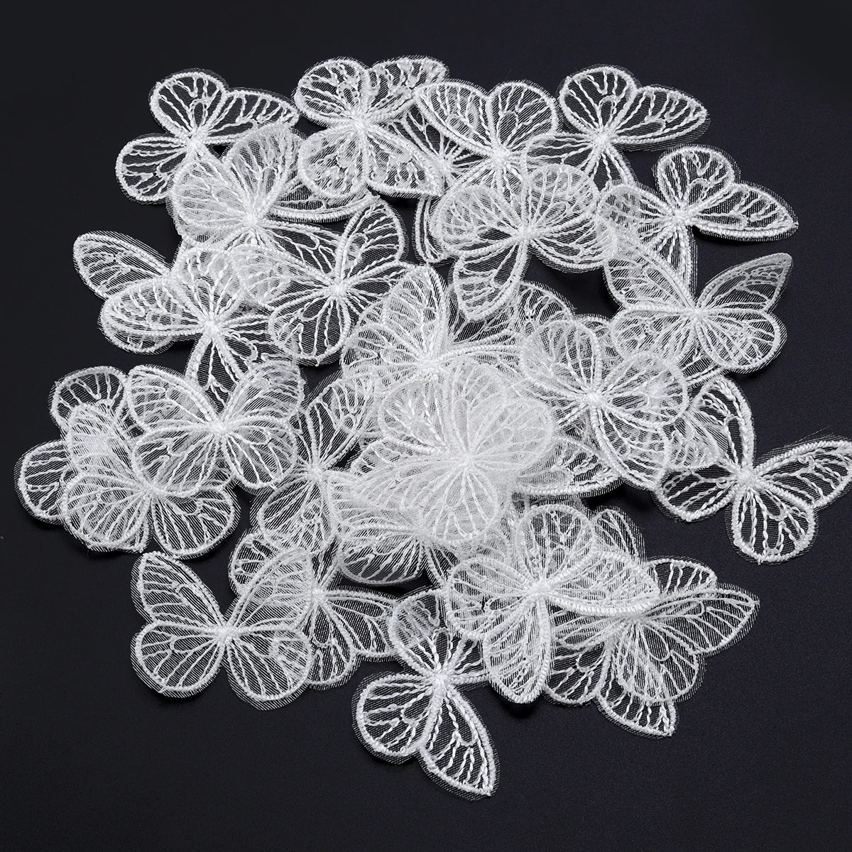 20pcs Embroidered Mesh Butterfly 3.5x4.5cm Cloth Patch Appliques for DIY Clothes Headwear Sewing Supplies Hair Clips Accessories