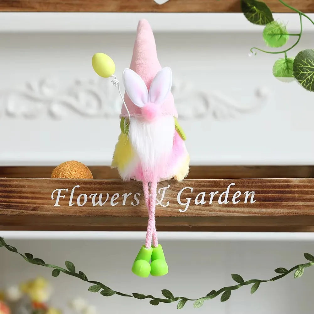 New Plush Flower Fairy Bunny Rabbit Dolls Hanging Ornaments Pink White Yellow Green Kids Girls Gifts Easter Home Decor