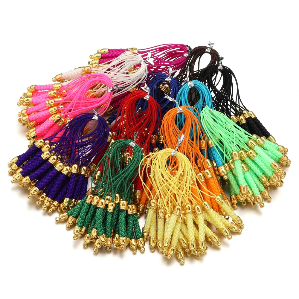 Tejesac 10pcs/Lot 13 Colors Lanyard Lariat Straps with Gold Color Clasp/ Keychain Hooks Rope Bags Charms