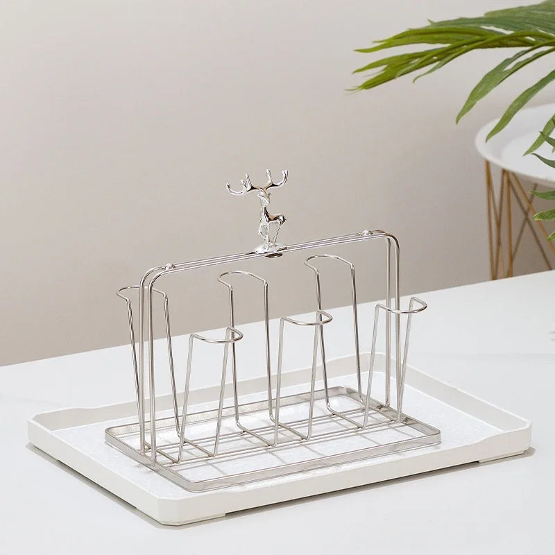 Stainless Steel Cup Tray, Inverted Hanging Rack, 8 Cup and 12 Cup Drain Rack, Home and Office Use, Durable Organizer