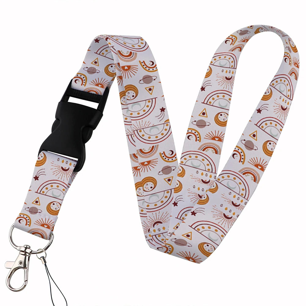 Tejesa Beautiful rainbow Lanyard Keys Chain Badge Holder ID Credit Card Pass Hang Rope Lariat Mobile Phone Charm Accessories Gifts