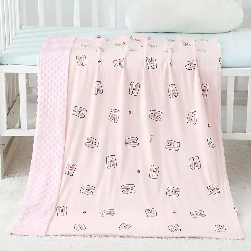 Tejesa Knitted Cotton bean fleece double-sided baby blanket swaddle children's blanket cartoon soft and comfortable newborn quilt