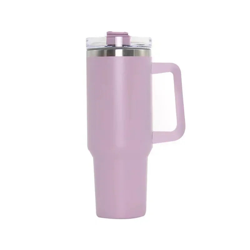 Hemasa 40oz Stainless Steel Water Bottle  Car Coffee Mug Personalized Tumbler with Handle Lid Straw Vacuum Thermos Cup