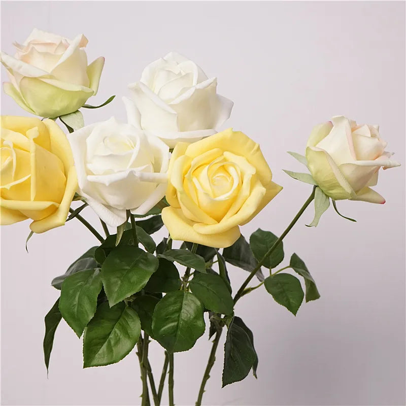 10Pcs Artificial Moisturizing Rose Real Touch Flowers Wedding Bridal Bouquet Fake Roses Home Living Room Decoration Party Floral