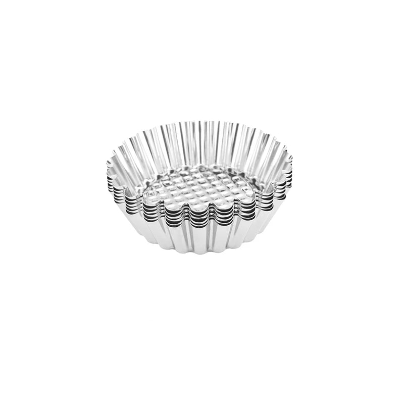 Tejesa 5/10Pcs Nonstick Ripple Egg Tart Mold Flower Shape Reusable Stainless Steel Cupcake Muffin Cake Mold Baking Cup Tartlets Pan
