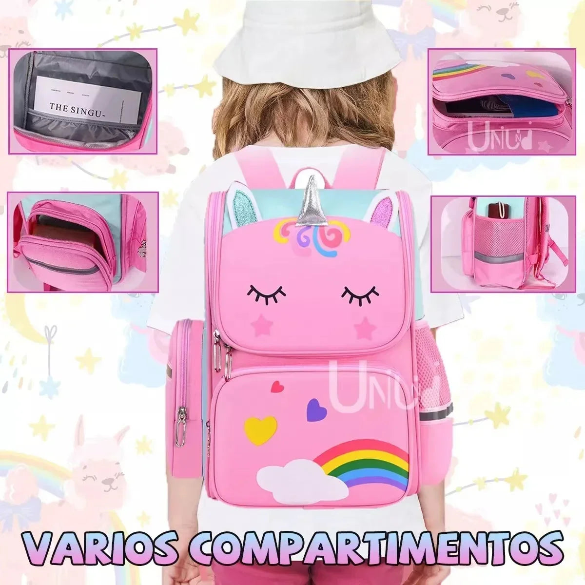 Unicorn primary school students cartoon schoolbag pink blue children's schoolbag kindergarten schoolbag boys girls