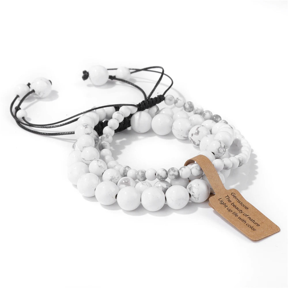 Tejesa  3pcs  Amazonite Bracelets for Women Men 4/6/8mm Beads Braided Bracelet Handmade Adjustable Wristbands Jewelry