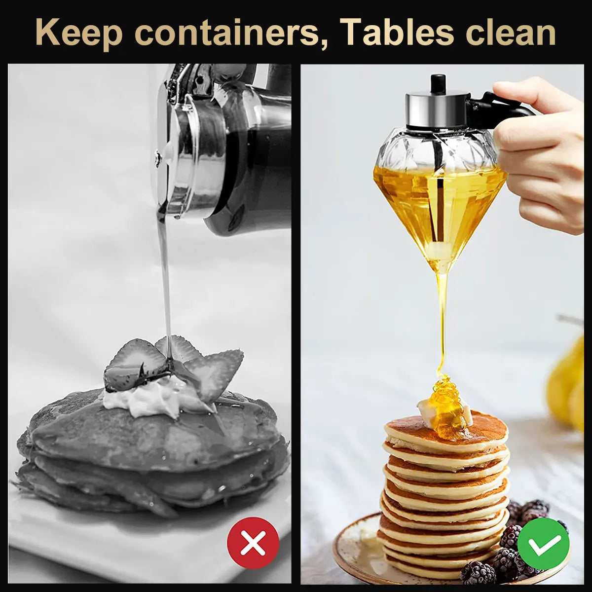 Diamond Glass Honey Dispenser 200ml Oil Dispenser with Stand Oil Bottle Vinegar and Sauce Glass Cruet Cooking Kitchen Tool