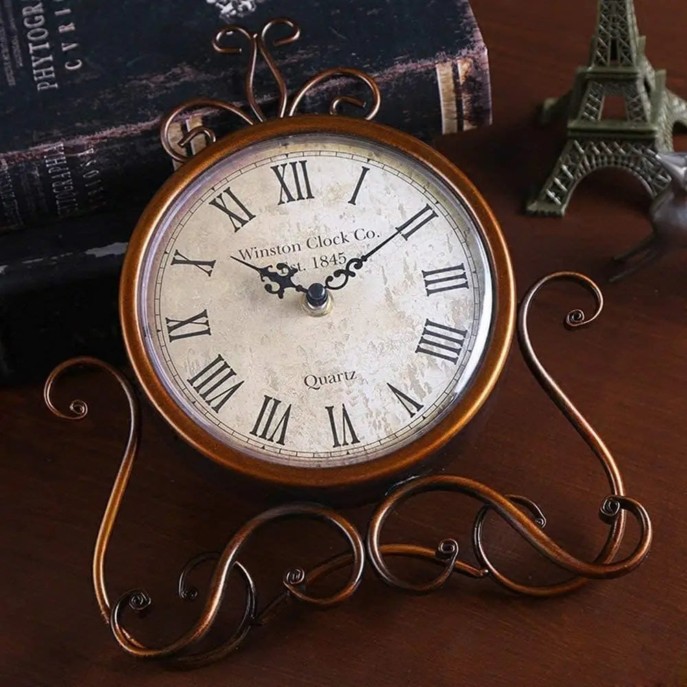 vintage Roman Table Clocks Silent Non Ticking Roman Retro Art Desk Clock for Living Room Bedroom Office