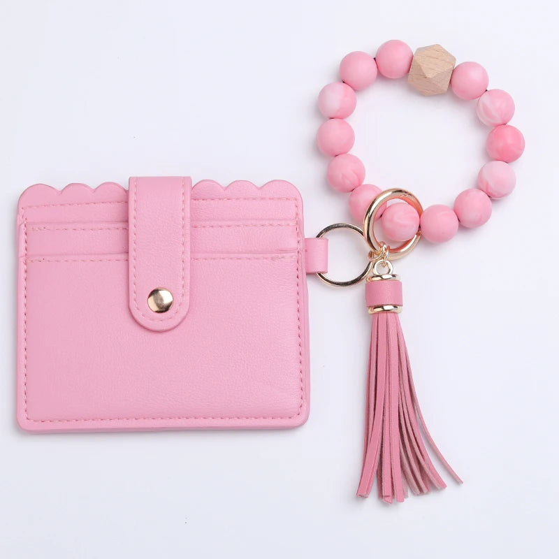 Silicone Bead Bracelet Tassel Pendant Keychain Pendant Cartoon Portable Woman Man Card Bag Multicolor Key Chain Gifts