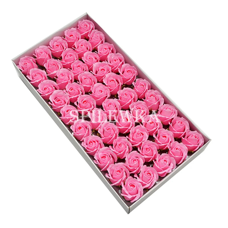 Tejesa 50 Pcs 3-Layer Rose with Curly Petals Fake Flowers Heads Wedding DIY Gift Box Valentine's Day/home/decor