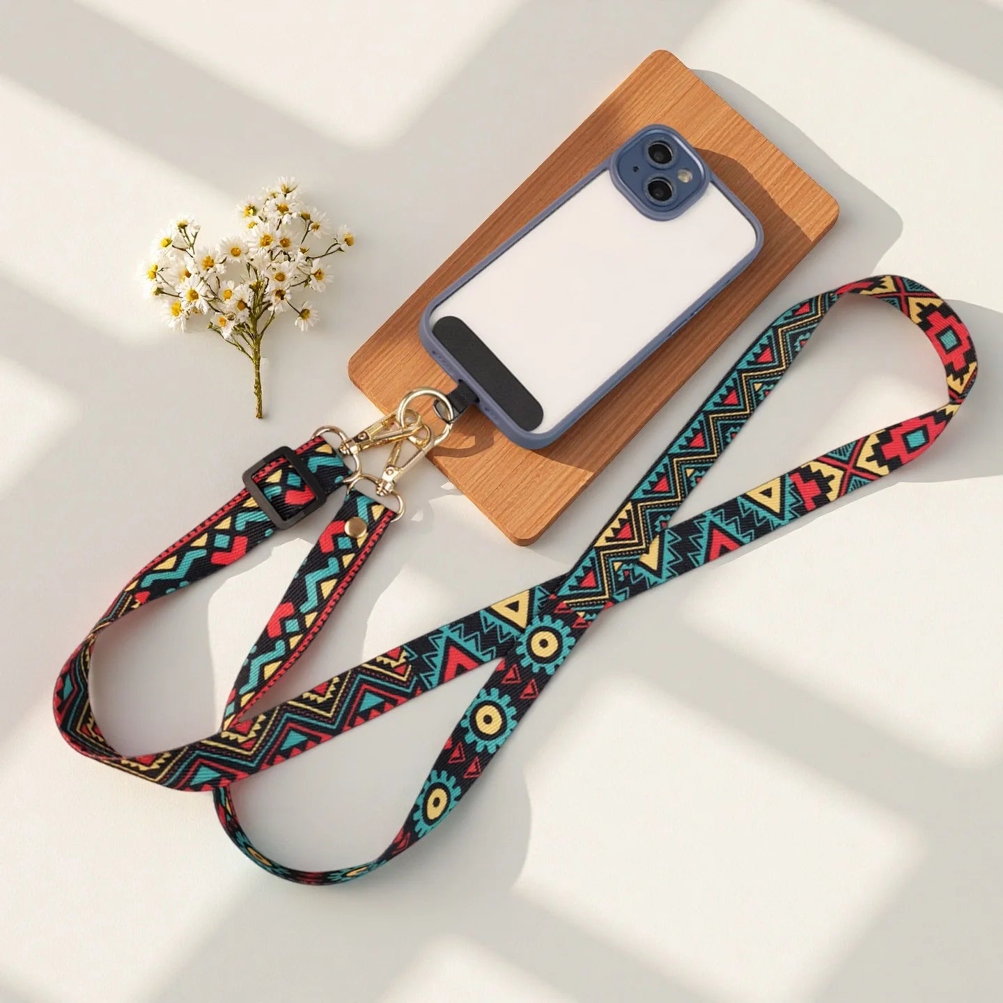Tejesa  Mobile Phone Lanyard For Women – Stylish Messenger Strap Wth Geometric Patterns, Comfortable Neck Loop