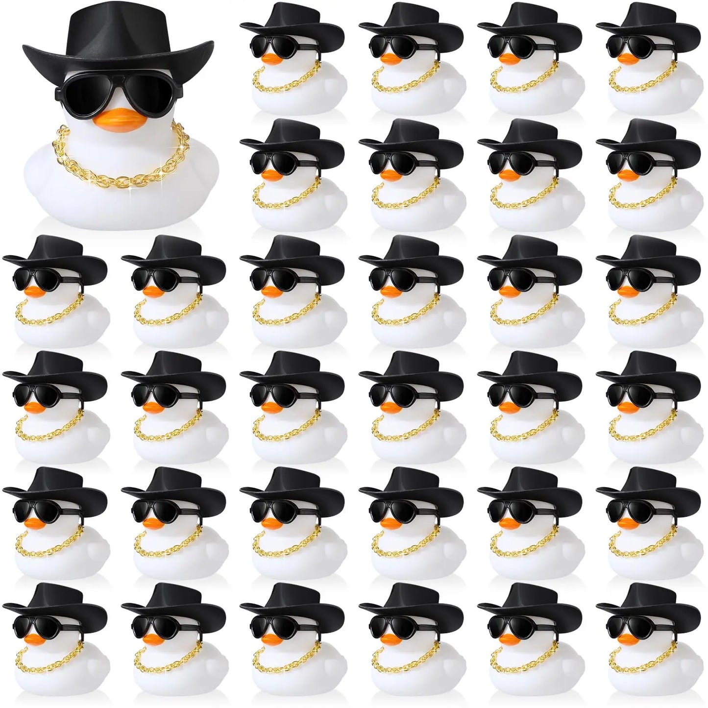 6-60 Set  White Cowboy Rubber Duck Bulk Mini Yellow Duckies Party Tiny Ducks Toy Bandanas for Summer Shower Party Favor