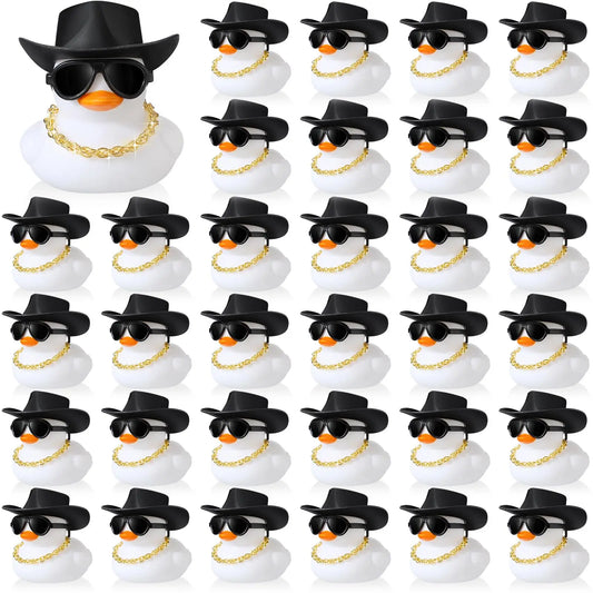 6-60 Set  White Cowboy Rubber Duck Bulk Mini Yellow Duckies Party Tiny Ducks Toy Bandanas for Summer Shower Party Favor