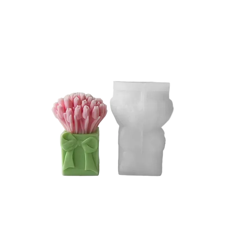 Hemasa 3D Tulip Bouquet Silicone Candle Molds Handmade Lavender Flower Soap Plaster Resin Crafts Mold DIY Chocolate Cake Baking Tools