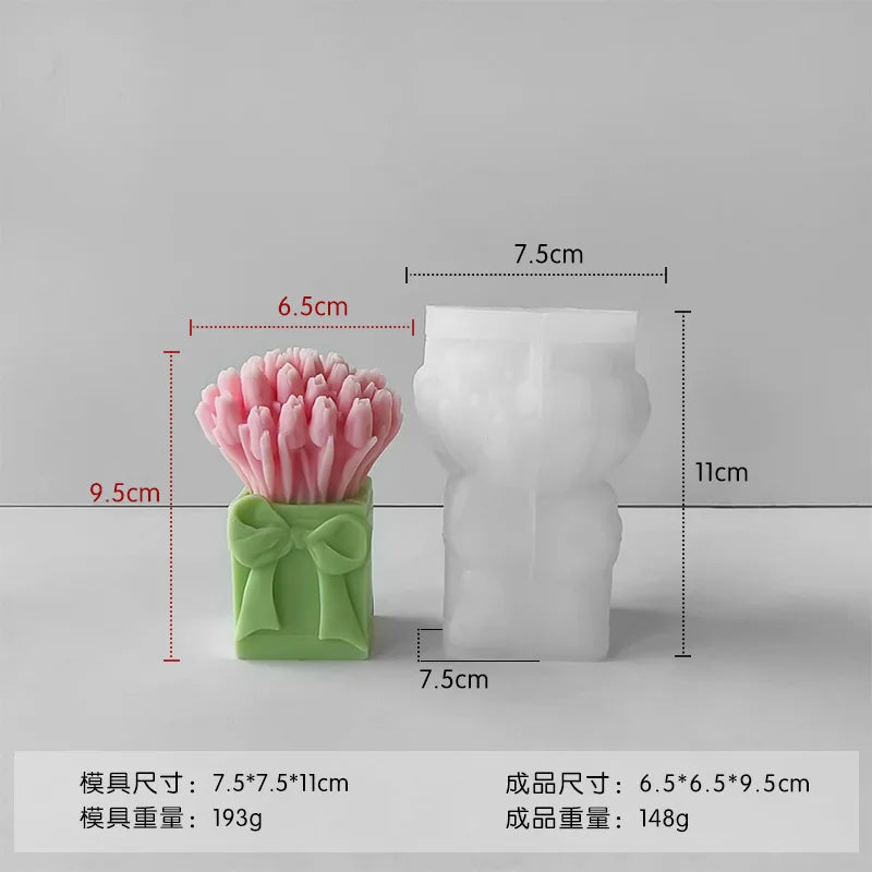 Hemasa 3D Tulip Bouquet Silicone Candle Molds Handmade Lavender Flower Soap Plaster Resin Crafts Mold DIY Chocolate Cake Baking Tools