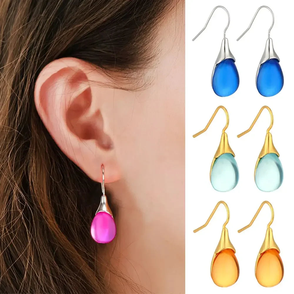 Pendientes Trendy Natural Stone Dangle Earrings Exquisite Water Drop Shape Hook Earrings For Women Wedding Engagement Jewelry