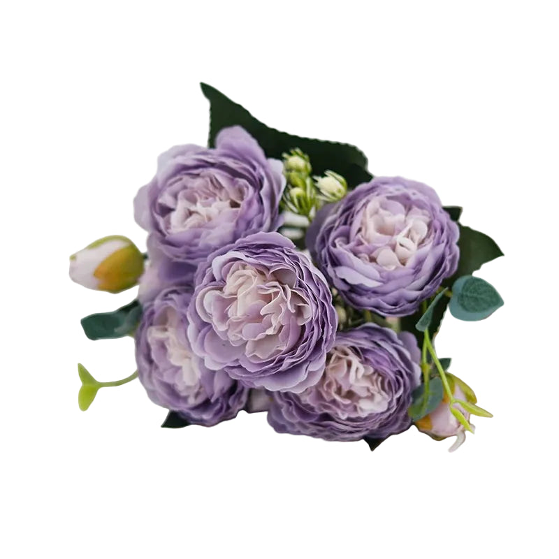 Tejesa 3 Pcs  Peony Artificial Flower Exquisite Wedding Bridal Party Bouquets Home Vase Accessories Fake Christmas Table Garden Backdrop Decor