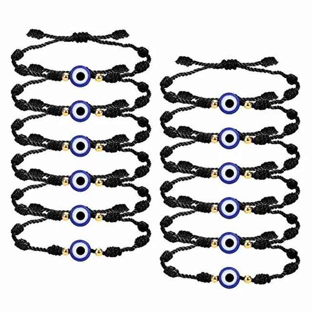 12pcs Blue Evil Eye Red Bracelet Women Men 7 Knot Lucky Handmade Braided String Adjustable Friendship Couple Bracelet Jewelry