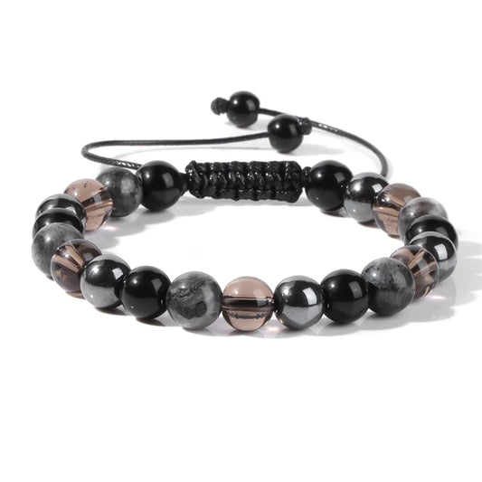 Tejesa 8MM Mix Natural Stone Braided Bracelet Smoky Quartz Beaded Bracelets For Women Men Balance Energy Woven Wristbands Jewelry Gift