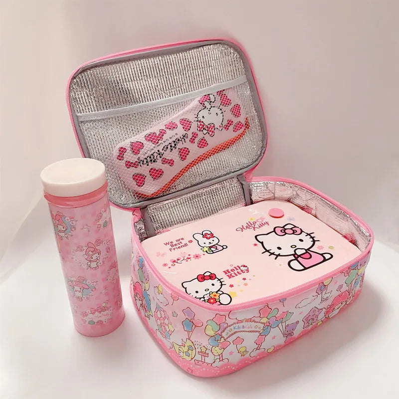 Hemasa Pink Hellokitty Girl Student Lunch Box Bag Lunch Box Insulation Bag Large Capacity Storage Bag