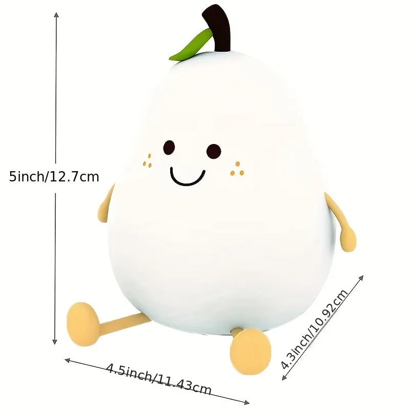 Hemasa Creative Mini Cute Cartoon Pear Shaped Pat Light Bedroom Lamp Soft Silicone Rechargeable Night Light for Kids