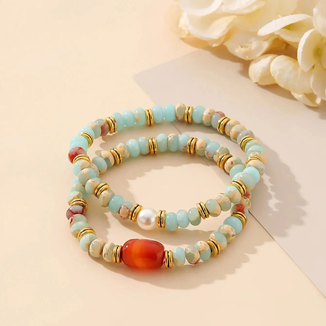 ZIRUISP Fashion Colorful Bracelet for Women Jewelry Natural Agate Shoushan Stone Beaded Bracelet for Women's Daily Wear