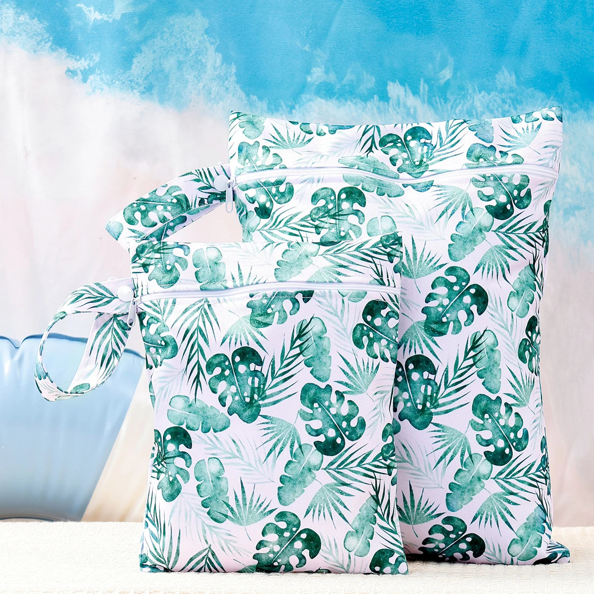 Tejesa  2pcs Set Baby Diaper Bag Waterproof Wet Dry Pack Blanket Storage Pouch Nappy Insert Tote Purse Travel Stroller Carry Bag