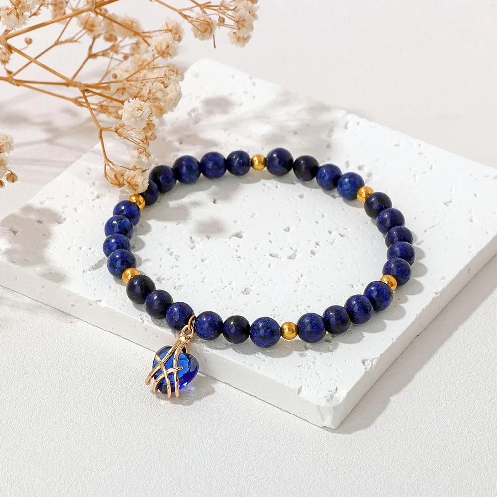 Wholesale Natural Stone Pink Rose Quartzs Beads Bracelet Women Tiger Eye Cat Eye Beads Heart Pendant Bracelets Healing Jewelry
