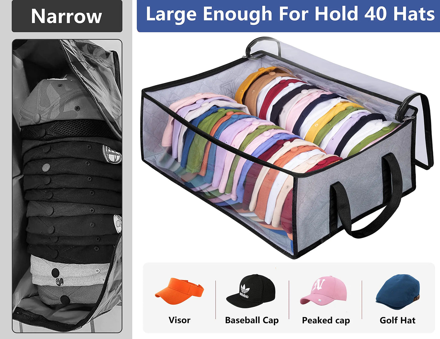 Hat Storage For Baseball Caps Organizer With 2 Sturdy Handles Hat Storage Bag For Books And Clothing Toys Storage Organization