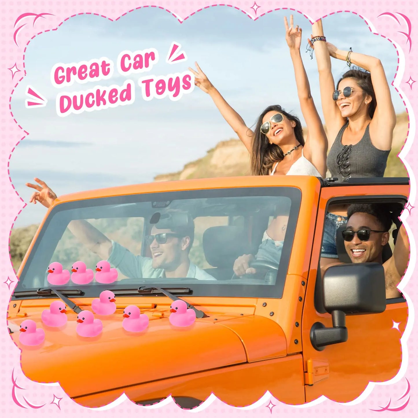 Tejesa 1-100pc Pink Mini Rubber Ducks Set in Bulk Float Squeak Tiny Ducks Rubber Duck Toy for Kids Party Birthday Supplies
