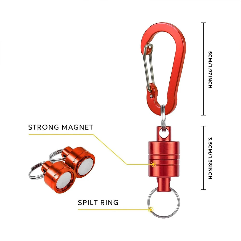 Fishing MRC Magnetic Release Clip Net Holder with Fishing Tool Coiled Lanyard 1.5m Black