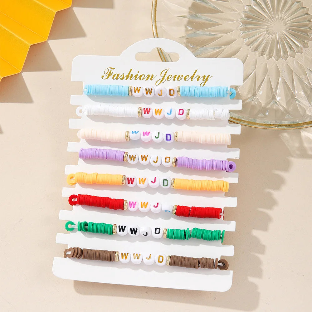 Hemasa 8pcs/set  Polymer Clay Beads Bracelets  for Women