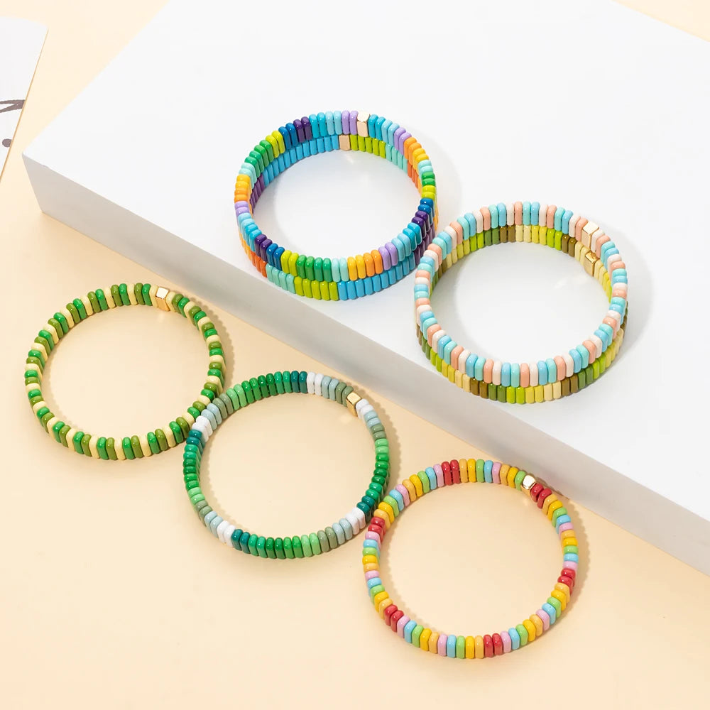 Tejesa  2X8MM Colorful  Rectangle Tile Beads Bracelets for women/Girls