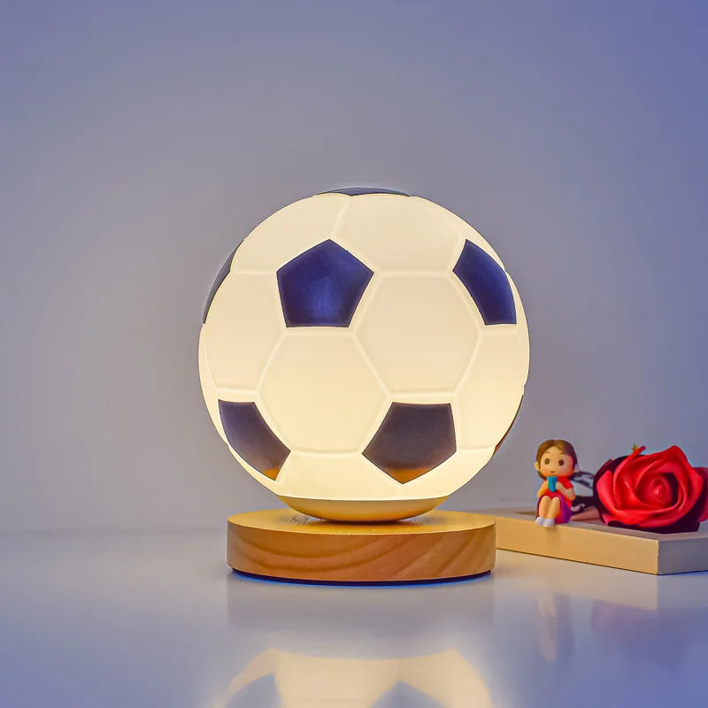 Hemasa Modern Glass Football Table Lamps for Living Room Bedroom Football Desk Lamp Children's Room Home Decor Led Night Light Fixtures