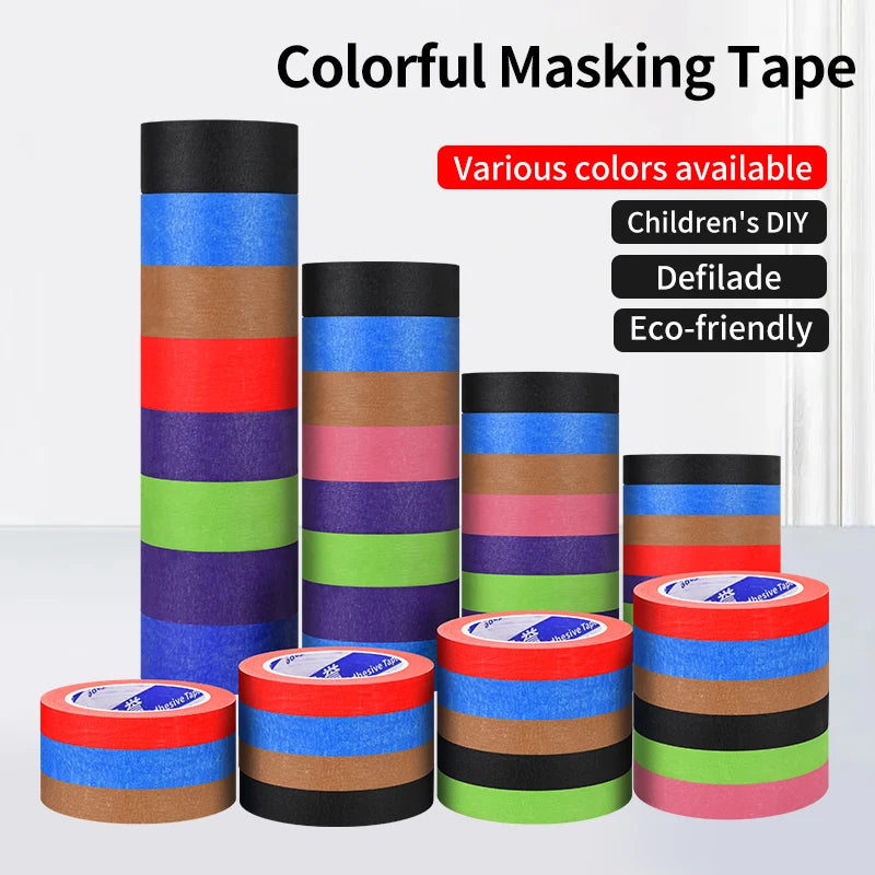 10/50m Color Masking Tape Black Decoration Masking Spray Paint Traceless Student Office Art Painting Sticker