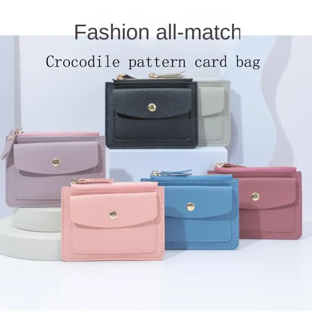 PU Leather Small Wallet Purse Women Simple Solid Color Multi-Cards Holder Coin Purse Fashion Zipper Wallet Credit Card Bags