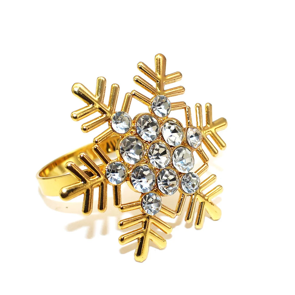 6Pcs Christmas Snowflake Napkin Rings for Table Setting Metal Napkin Holder for Home Winter Party Decor Navidad 2024 Noel ERC126