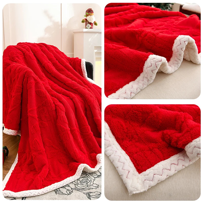 Tejesa Double Layer Taffeta Fleece Christmas Sofa Blanket French Style Jacquard Bed Throw Blankets Autumn Winter Warm Plush Bedspread
