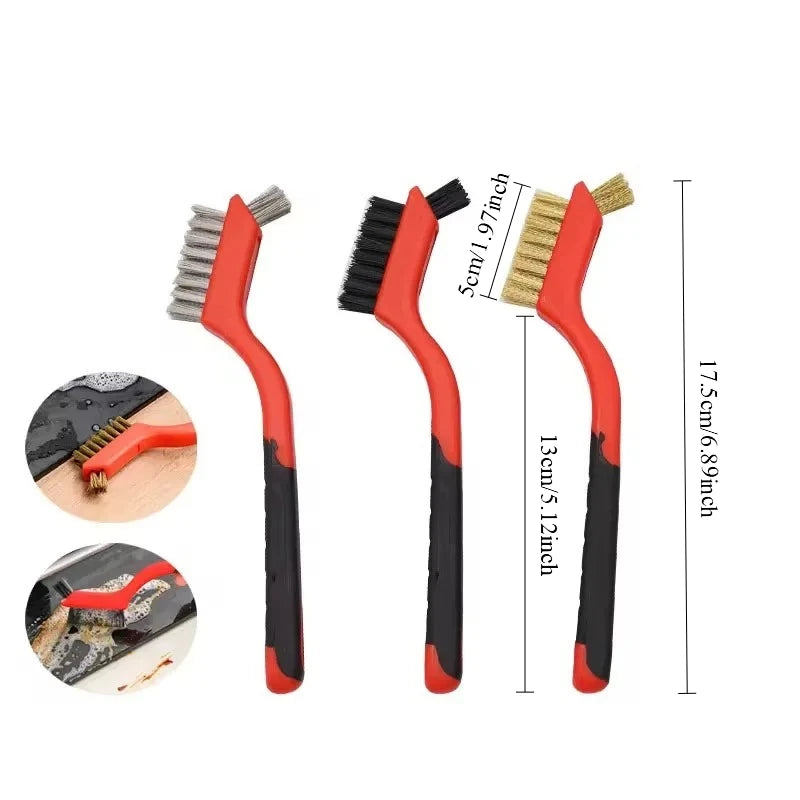 Tejesa Mini Brush Set Of Three Kitchen Brushes For Gas Hoods Grease And Stain Removal Cooktop Cleaning Tools