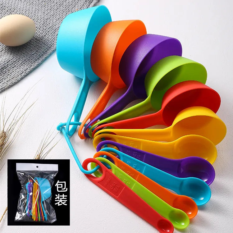 Hemasa 6/12-Piece Set With Scale Colorful Plastic Measuring Spoons /Flour Measuring Cup Seasoning Spoon Kitchen Baking Tools