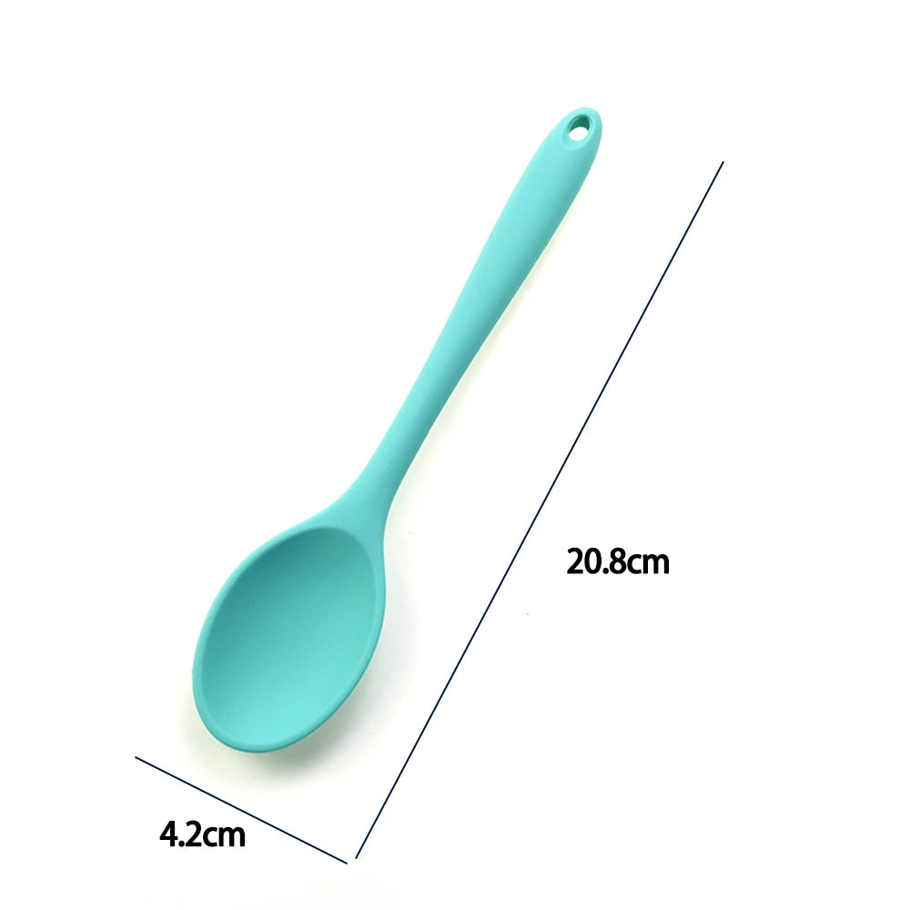 Hemasa  1Pc Soft Silicone Spoon Stirring  Long Handle Tableware Cooking Utensils Ladle Kitchen Accessories