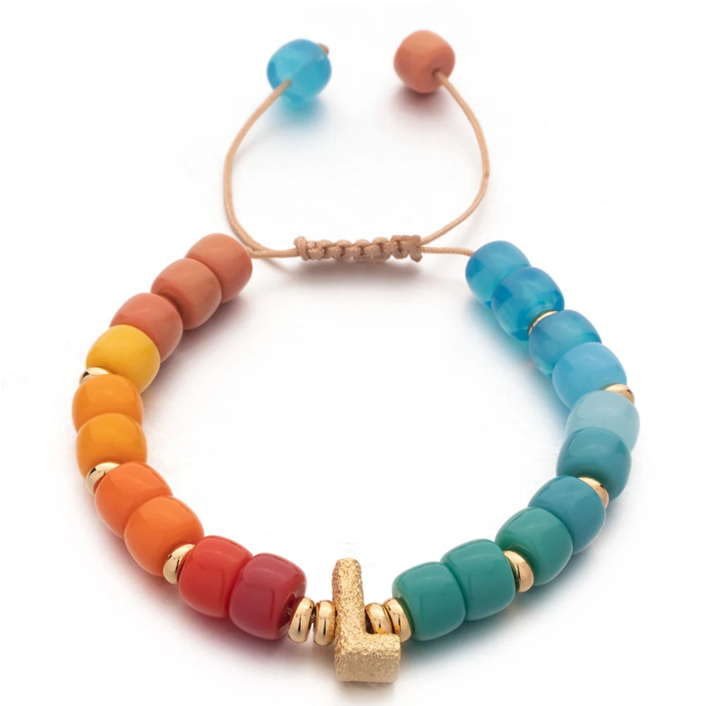 Tejesa Handmade  Colorful Glass Crystal Beads Braided Bracelets  with Heart Charms For Women