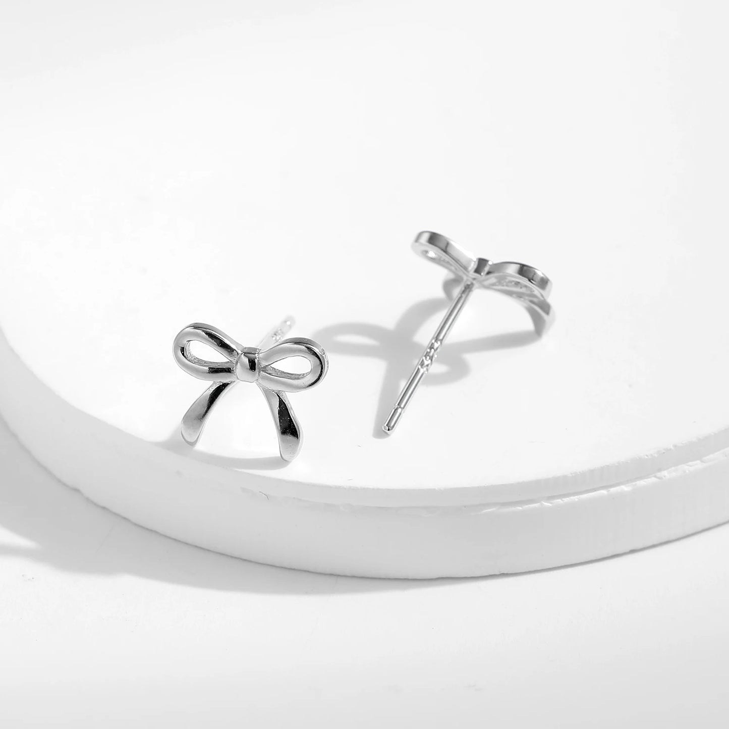 MODIAN Bowknot Earrings For Women 925 Sterling Silver Cute Simple Exquisite Hypoallergenic Stud Earrings For Women Fine Jewelry