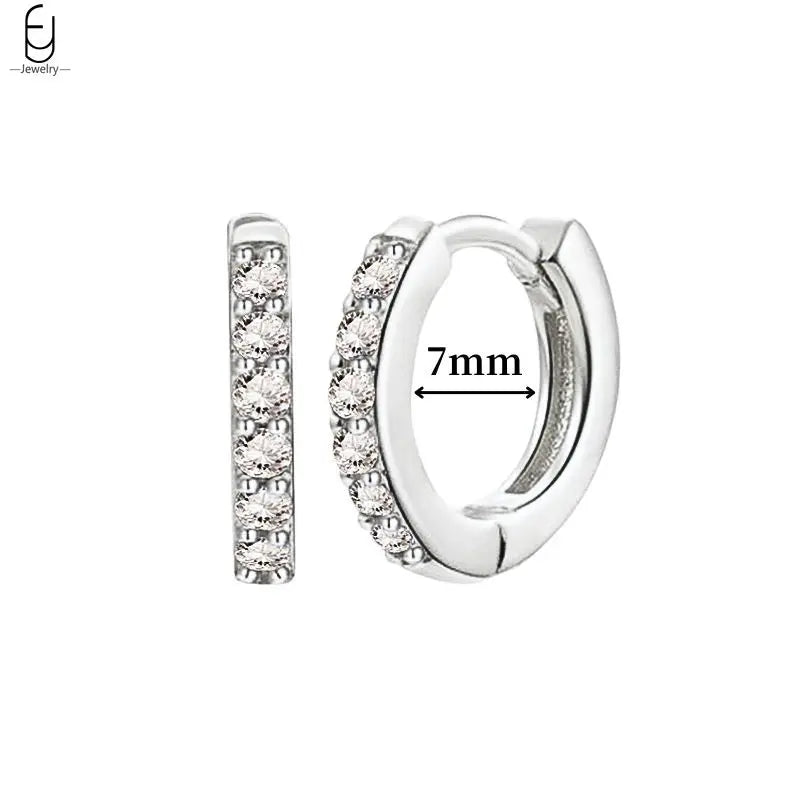 Hemasa 925 Sterling Silver Ear Buckles Fashion Hoop Earrings /White Crystal Luxury Women's Earrings Wedding Women's Jewelry Premium Gift