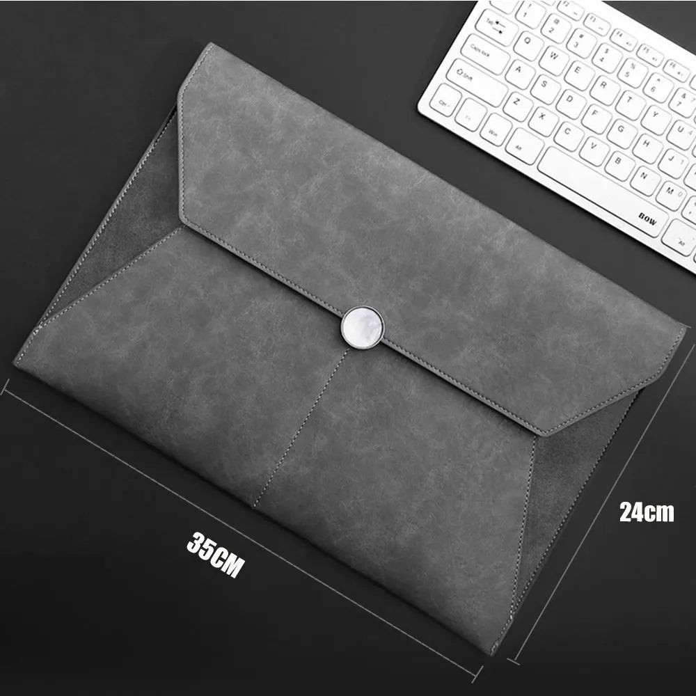 A4 Leather File Folder Large Capacity Document Bag Business Briefcase Magnetic Button Waterproof Laptop Cases Office Organizer