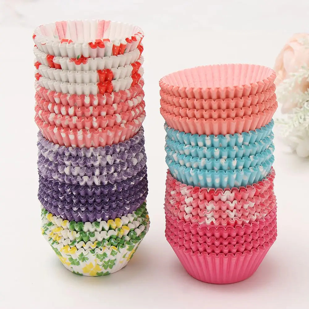 Tejesa 100PCS Cake Cups Paper Cupcake Liner Wrappers Cup Baking Muffin Boxes Cake Liners