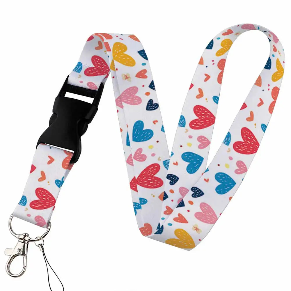 Tejesa Beautiful heart-shaped Lanyard Keys Chain Badge Holder ID Credit Card Pass Hang Rope Lariat Mobile Phone Charm Accessories Gifts