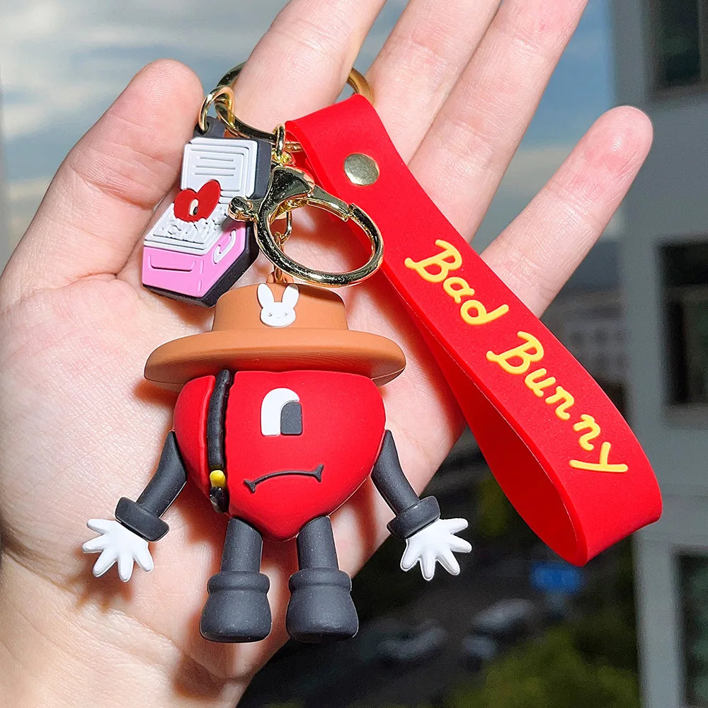 Tejesa Silicone Soft Rubber 3D Rabbit Bad Bunny Keychain/ Heart Pendant  Halloween Pumpkin Key Pendant