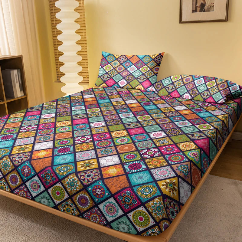 Tejesa Bohemian patterned frosted bedsheet, bedroom printed bedspread, bedding (excluding pillowcases)
